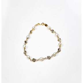 Pulsera Oro 18 Kl COmunión chatón con Perla                                                         