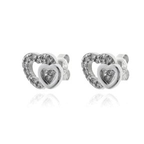 Pendientes plata corazón doble                                                                      