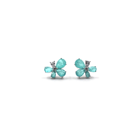 Pendientes plata flor verde agua                                                                    