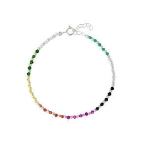 Pulsera plata de ley multicolor                                                                     