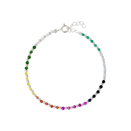 Pulsera plata de ley multicolor                                                                     