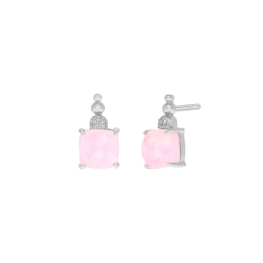 Pendientes Marea Plata Piedra rosa