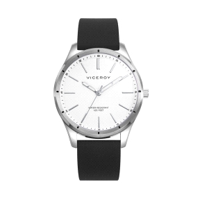 Reloj Viceroy de hombre con correa de silicona negra y esfera blanca con movimiento de cuarzo