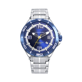 RELOJ ACERO IP AZUL BRAZALETE SR VA                                                                 