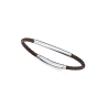 Pulsera de hombre de acero parte tubular y piel marrón