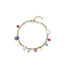 Pulsera Kiss de acero Ip dorado con piedras de colores colgantes naturales y sintéticas