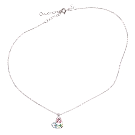 COLGANTE PLATA DAISY CORAZON MULTICOLOR                                                             