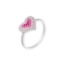 Anillo corazón circonitas color rubí. Plata de 1ª Ley rodiada. Circonitas en microengaste.