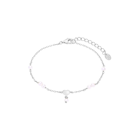 Pulsera multi perlas corazón. Plata de 1ª Ley rodiada. Cierre mosquetó                              