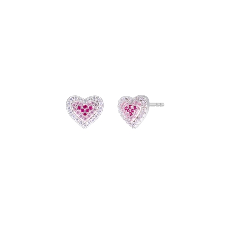 Pendientes corazón circonitas rosas                                                                 