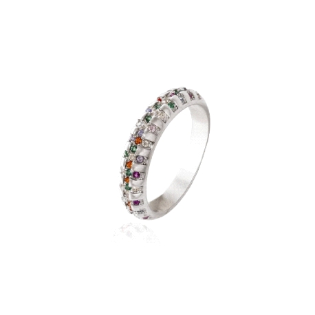Sortija Plata Rodio Circonitas Multicolor                                                           