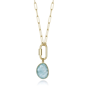 COLLAR ACERO IP DORADO Y PIEDRA NAT SRA FN                                                          