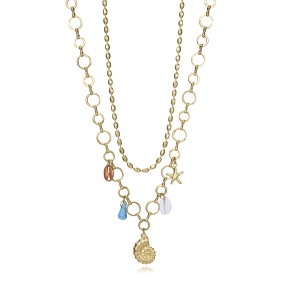 COLLAR ACERO IP DORADO CONCHA SRA FASHION                                                           
