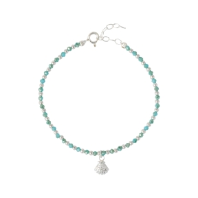 TOBILLERA PLATA BOLITAS AZULES                                                                      