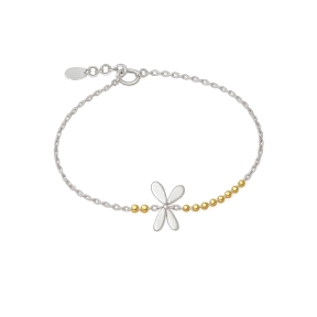 Pulsera Plata Rodiada Libélula Bicolor                                                              