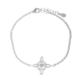 Pulsera Plata Nudo Bruja Rodio Circonitas                                                           