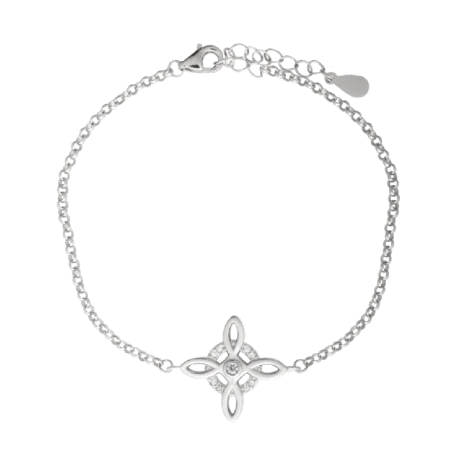 Pulsera Plata Nudo Bruja Rodio Circonitas                                                           