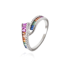 Sortija Plata Rodio Circonitas Multicolor                                                           