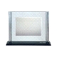 PLACA CRISTAL ADORNO LATERAL PLATEADO C/CHAPA BASE NEGRA ESTUCHE INCLU                              