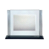 PLACA CRISTAL ADORNO LATERAL PLATEADO C/CHAPA BASE NEGRA ESTUCHE INCLU                              