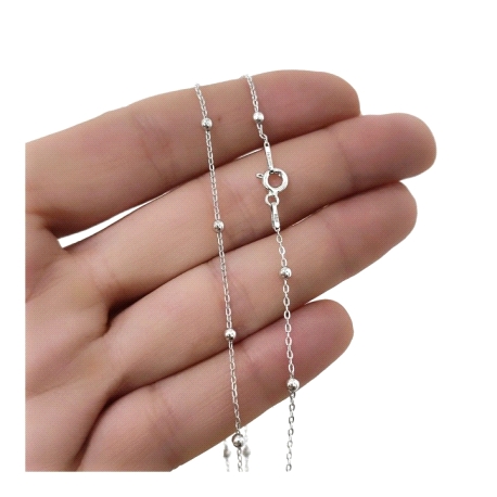 CADENA PLATA RODIADA BOLITAS 50 CM                                                                  