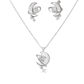 Juego Plata Rodio Circonitas Luna                                                                   