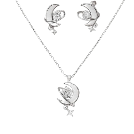 Juego Plata Rodio Circonitas Luna                                                                   