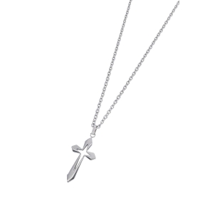 Cadena con cruz de acero y cadena de cordón de acero.                                               