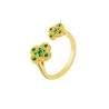 Anillo abierto flor circonitas. Plata de 1ª Ley baño en oro de 18k.                                 