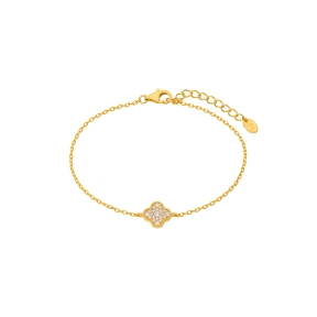 Pulsera flor circonitas. Plata de 1ª Ley baño en oro de 18k.                                        