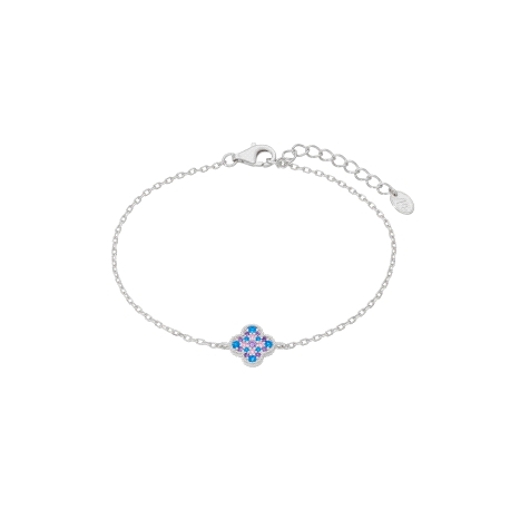 Pulsera flor circonitas. Plata de 1ª Ley rodiada.                                                   