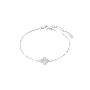 Pulsera flor circonitas. Plata de 1ª Ley rodiada.                                                   