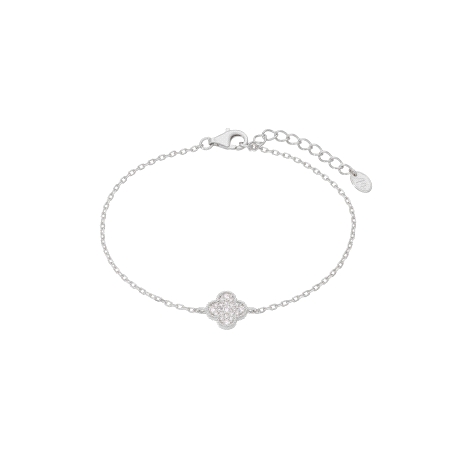 Pulsera flor circonitas. Plata de 1ª Ley rodiada.                                                   