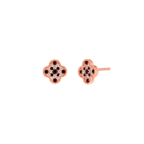 Pendientess flor circonitas. Plata de 1ª Ley baño en oro rosa de 18k.                               