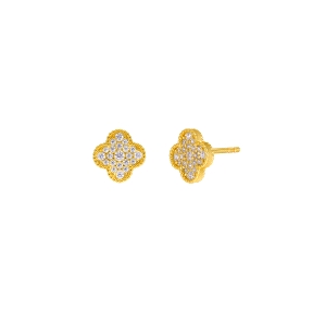 Pendientess flor circonitas. Plata de 1ª Ley baño en oro de 18k.                                    