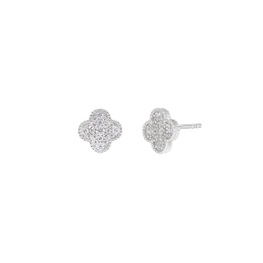 Pendientess flor circonitas. Plata de 1ª Ley rodiada.                                               