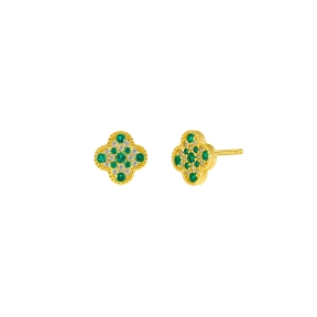 Pendientess flor circonitas. Plata de 1ª Ley baño en oro de 18k.                                    