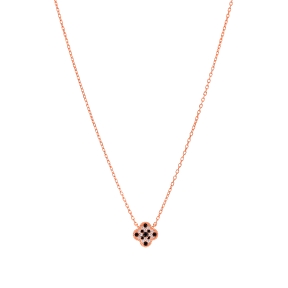 Collar flor circonitas. Plata de 1ª Ley baño en oro rosa de 18k.                                    