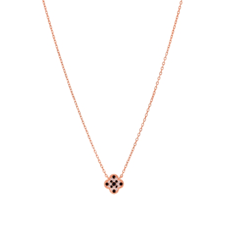 Collar flor circonitas. Plata de 1ª Ley baño en oro rosa de 18k.                                    