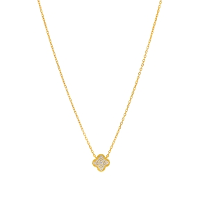 Collar flor circonitas. Plata de 1ª Ley baño en oro de 18k.                                         