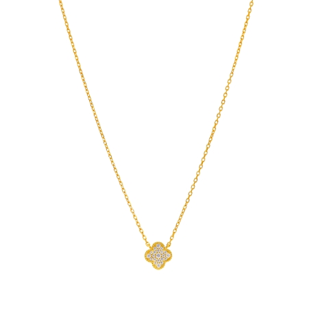 Collar flor circonitas. Plata de 1ª Ley baño en oro de 18k.                                         