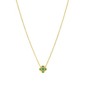 Collar flor circonitas. Plata de 1ª Ley baño en oro de 18k. Circonitas                              