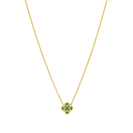 Collar flor circonitas. Plata de 1ª Ley baño en oro de 18k. Circonitas                              