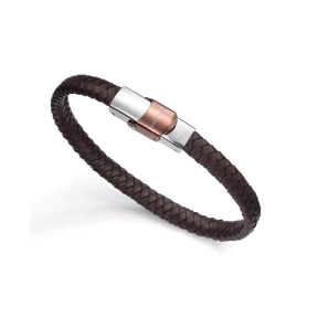 PULSERA ACERO BICOLOR IP MARRON CAB FASHION                                                         