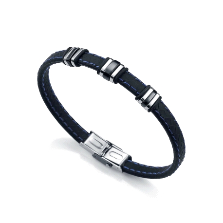 PULSERA  ACERO, IP NEGRO Y SILICONA SR FASHION                                                      