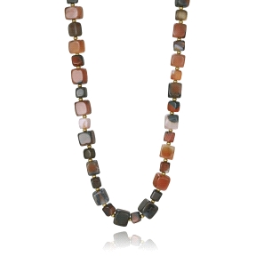 COLLAR ACERO IP DORADO PIEDR NAT SRA FASHION                                                        