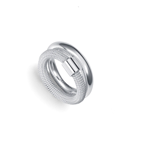 ANILLO ACERO CHAPADO PLATA DOBLE SRA FASHION                                                        