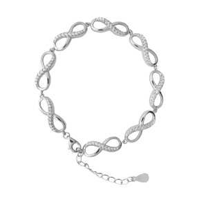 Pulsera plata de ley rodiada infinitos                                                              