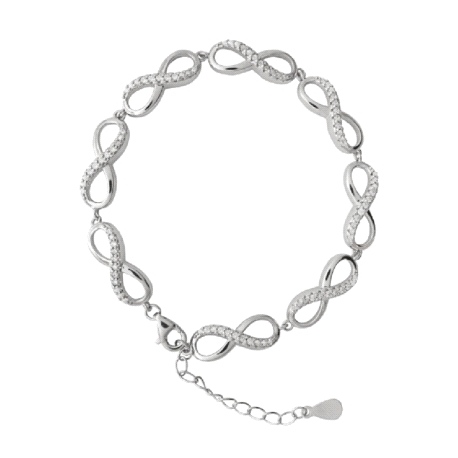 Pulsera plata de ley rodiada infinitos                                                              