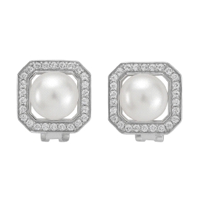 Pendientes plata de ley omega con perla                                                             